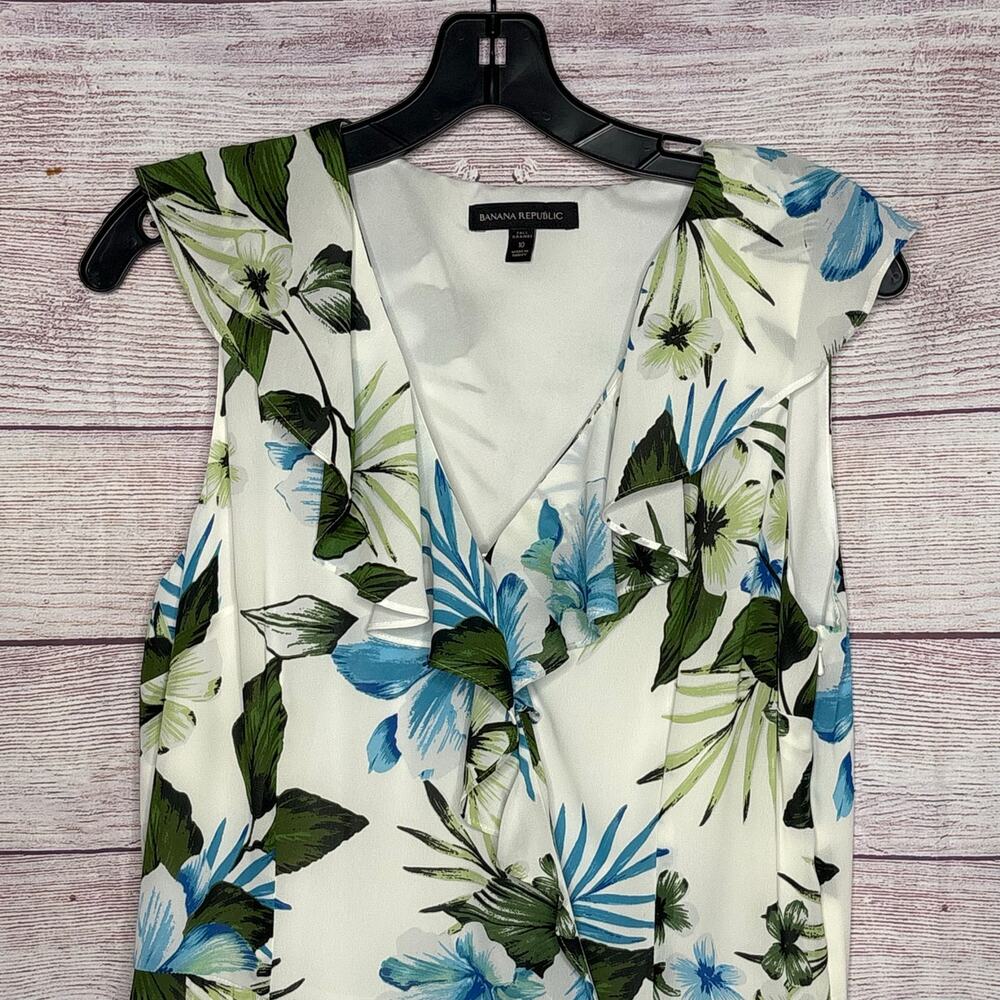 Banana Republic Floral Tropical Flutter Flowy Breezy Maxi Dress Size 10 Tall - Picture 4 of 13